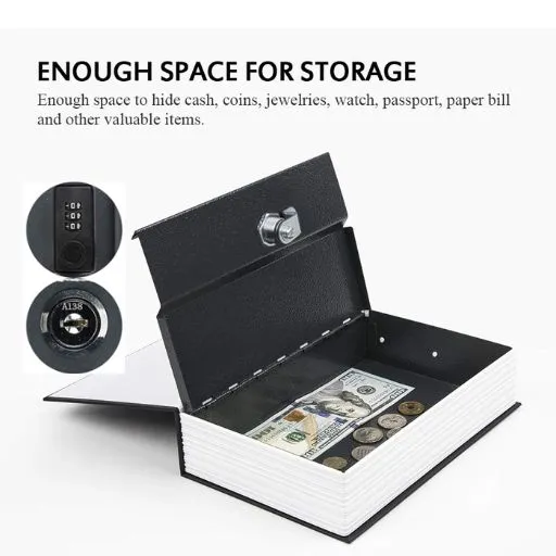 Portable Metal Key Safe Box Secret Book Hidden Safe