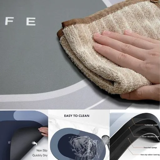 Rubber Bath mats Quick-Drying Non-Slip Bathroom mat Super Absorbent Bath mat Instant Dry